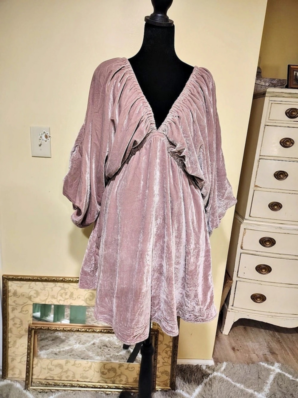 Free People Portia Velvet Mini Dress Pink Size Medium